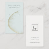 ソフトアクアブルー金ゴールド抽象芸術イヤリング表示ロゴ 名刺 (正面/裏面)