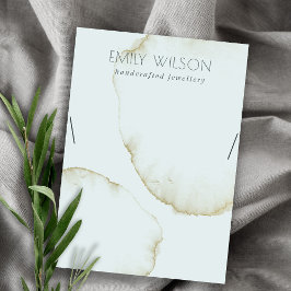 ソフトアクアブルー金ゴールド抽象芸術ネックレスディスプレイロゴ 名刺