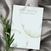 ソフトアクアブルー金ゴールド抽象芸術ネックレスディスプレイロゴ 名刺