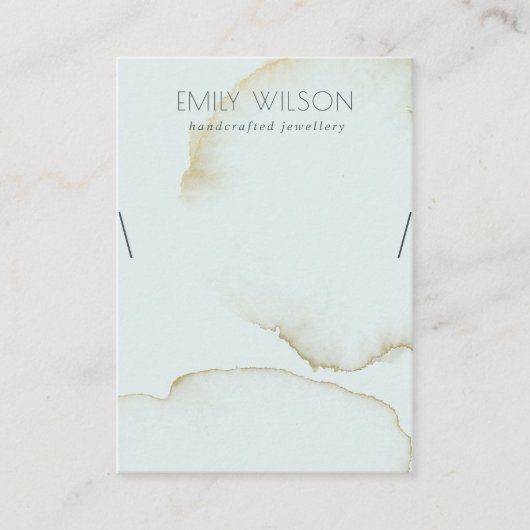 ソフトアクアブルー金ゴールド抽象芸術ネックレス表示ロゴ 名刺 (正面)