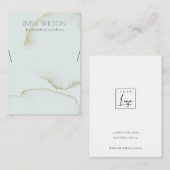 ソフトアクアブルー金ゴールド抽象芸術ネックレス表示ロゴ 名刺 (正面/裏面)