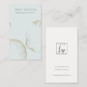 ソフトアクアブルー金ゴールド抽象芸術ネックレス表示ロゴ 名刺 (正面/裏面)