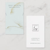 ソフトアクアブルー金ゴールド抽象芸術ネックレス表示ロゴ 名刺 (正面/裏面)