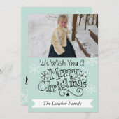ソフトアクアメリークリスマスフォトホリデーカード シーズンカード (正面/裏面)