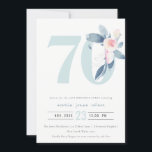 ソフトアクア赤面ブルーフローラ70TH ANY AGE誕生日 招待状<br><div class="desc">これもし以上のカスタマイズやその他の一致する項目が必要な場合は、感じyellowfebstudio@gmail.comでお気軽にご連絡ください</div>