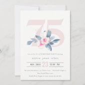 ソフトアクア赤面ブルーフローラ75TH ANY AGE誕生日 招待状 (正面)