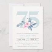 ソフトアクア赤面ブルーフローラ75TH ANY AGE誕生日 招待状 (正面)