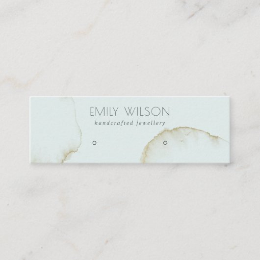 ソフトアクア金ゴールド抽象芸術スタッドイヤリング表示ロゴ スキニー名刺 (正面)