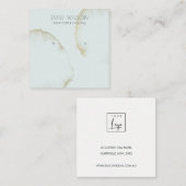 ソフトアクア金ゴールド抽象芸術スタッドイヤリング表示ロゴ スクエア名刺 (正面/裏面)