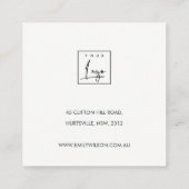 ソフトアクア金ゴールド抽象芸術スタッドイヤリング表示ロゴ スクエア名刺 (裏面)