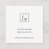 ソフトアクア金ゴールド抽象芸術スタッドイヤリング表示ロゴ スクエア名刺 (裏面)