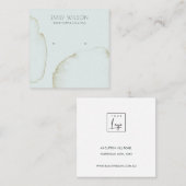 ソフトアクア金ゴールド抽象芸術スタッドイヤリング表示ロゴ スクエア名刺 (正面/裏面)