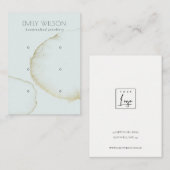 ソフトアクア金ゴールド抽象芸術3イヤリング表示ロゴ 名刺 (正面/裏面)