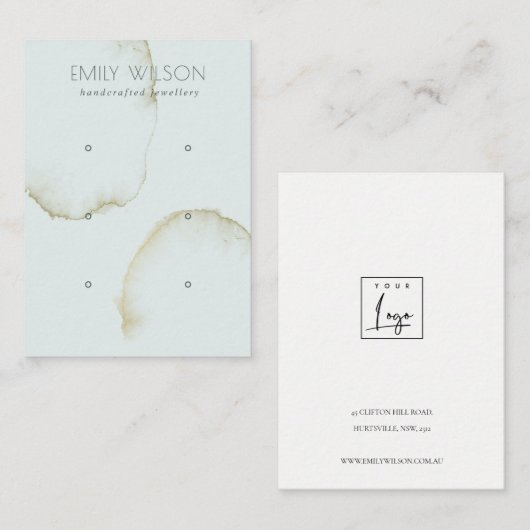 ソフトアクア金ゴールド抽象芸術3イヤリング表示ロゴ 名刺 (正面/裏面)