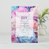 ソフトアクア&ライトピンクフローラ結婚ズモノグラム 招待状 (スタンド正面)