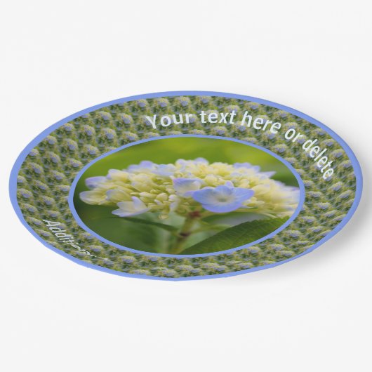 ソフトアジサイの花パーソナライズされたパーティー ペーパープレート (アングル)