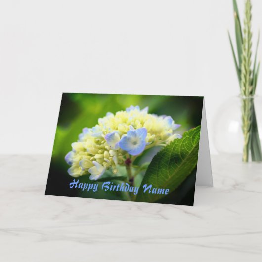 ソフトアジサイ花パーソナライズされた誕生日 カード (正面)