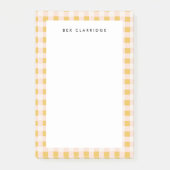 ソフトイエローとピンク市松模様にパーソナライズされた ポストイット (正面)