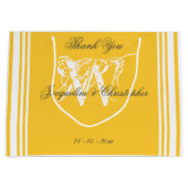 ソフトイエローのサマーウェディング　チックなモノグラム　ありがとう ラージペーパーバッグ (正面)
