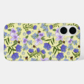 ソフトイエローのフローラル柄 iPhone 16 デザイン Case-Mate iPhoneケース (裏面 (横))