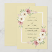 ソフトイエローの幻想的な草原の結婚式 招待状 (正面/裏面)