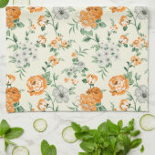 ソフトイエローガーデンフローラルパターン キッチンタオル (折り畳み)