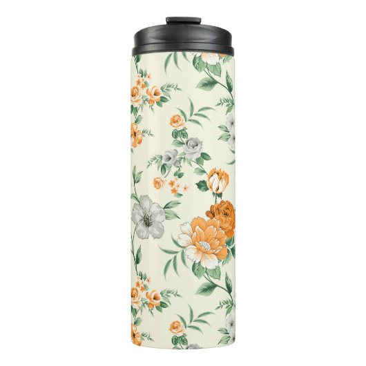 ソフトイエローガーデンフローラルパターン タンブラー (正面)