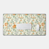 ソフトイエローガーデンフローラルパターン デスクマット (キーボード&マウス)