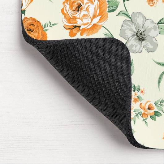 ソフトイエローガーデンフローラルパターン マウスパッド (コーナー)