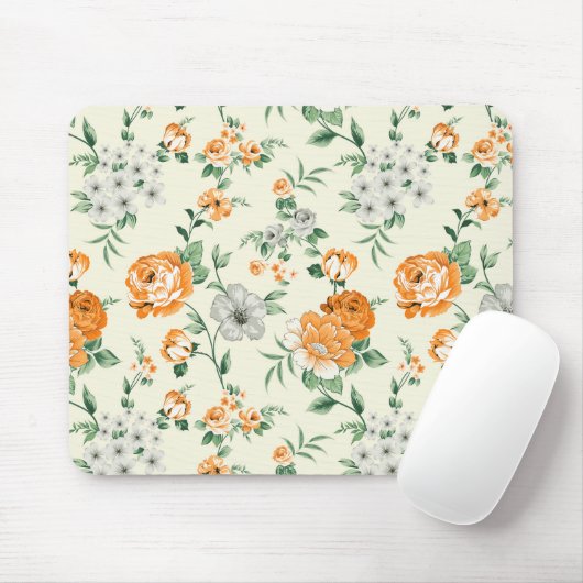 ソフトイエローガーデンフローラルパターン マウスパッド (マウス)