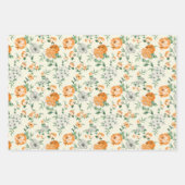 ソフトイエローガーデンフローラルパターン ラッピングペーパーシート (正面)