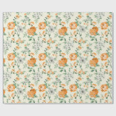 ソフトイエローガーデンフローラルパターン ラッピングペーパー (フラット)