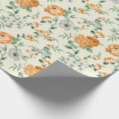 ソフトイエローガーデンフローラルパターン ラッピングペーパー (角)