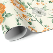 ソフトイエローガーデンフローラルパターン ラッピングペーパー (ロールコーナー)