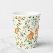 ソフトイエローガーデンフローラルパターン 紙コップ (左)