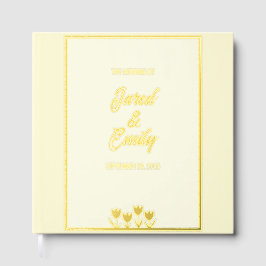 ソフトイエローゴールド結婚フォイルズゲストブック ゲストブック