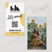 ソフトイエローシェイプQRコードフォト&あなたのロゴ 名刺 (正面/裏面)