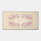 ソフトイエローストライプのフローラ デスクマット (正面)