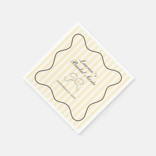 ソフトイエローストライプブライダルソイレ スタンダードカクテルナプキン (角)