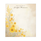 ソフトイエローフラワーズヴィンテージスタイル ノートパッド (正面)