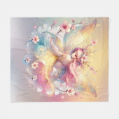 ソフトイエローフローラフェアリープリンセスガールズ フリースブランケット (正面(横))