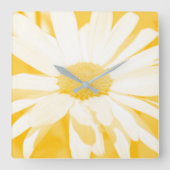 ソフトイエローホワイトデイジー スクエア壁時計 (正面)
