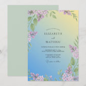 ソフトイエローライラックユーカリの結婚式 招待状 (正面/裏面)