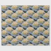 ソフトイエローローズフラワーパターン自然 ラッピングペーパー (フラット)