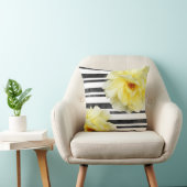 ソフトイエローローズブラックと白ストライプ色 クッション (椅子)