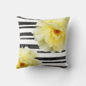 ソフトイエローローズブラックと白ストライプ色 クッション (裏面)