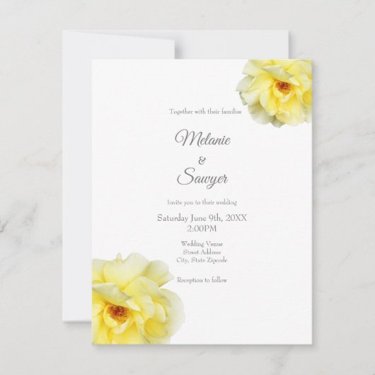 ソフトイエローローズ 招待状 (正面)