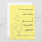 ソフトイエロー&グレーミニマリストチューリップ結婚ズ 招待状 (正面/裏面)