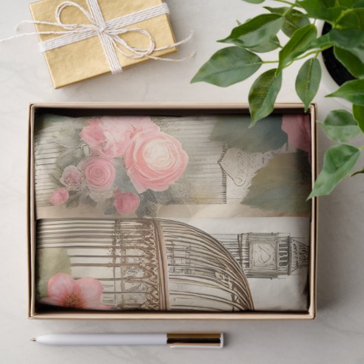 ソフトウィスパーズオブザファインチデクページバラプリント 薄葉紙 (ギフト)