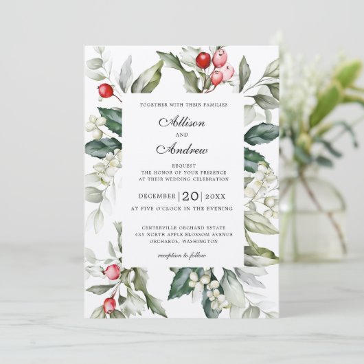 ソフトウィンターベリークリスマス結婚式招待状 招待状 (スタンド正面)